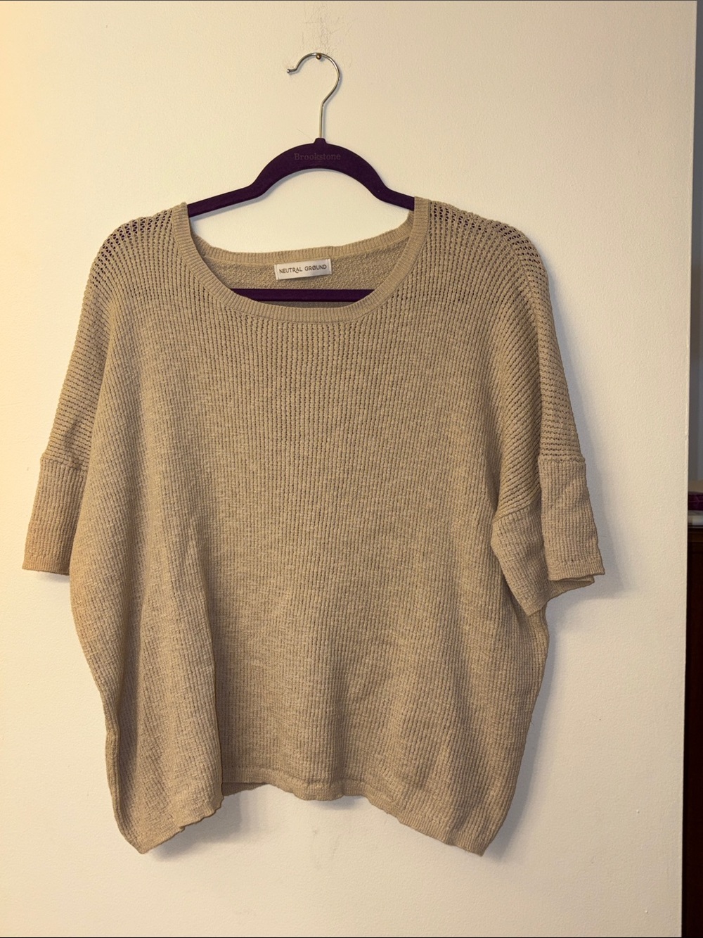 Neutral Ground Oversized Short Sleeve Sweater